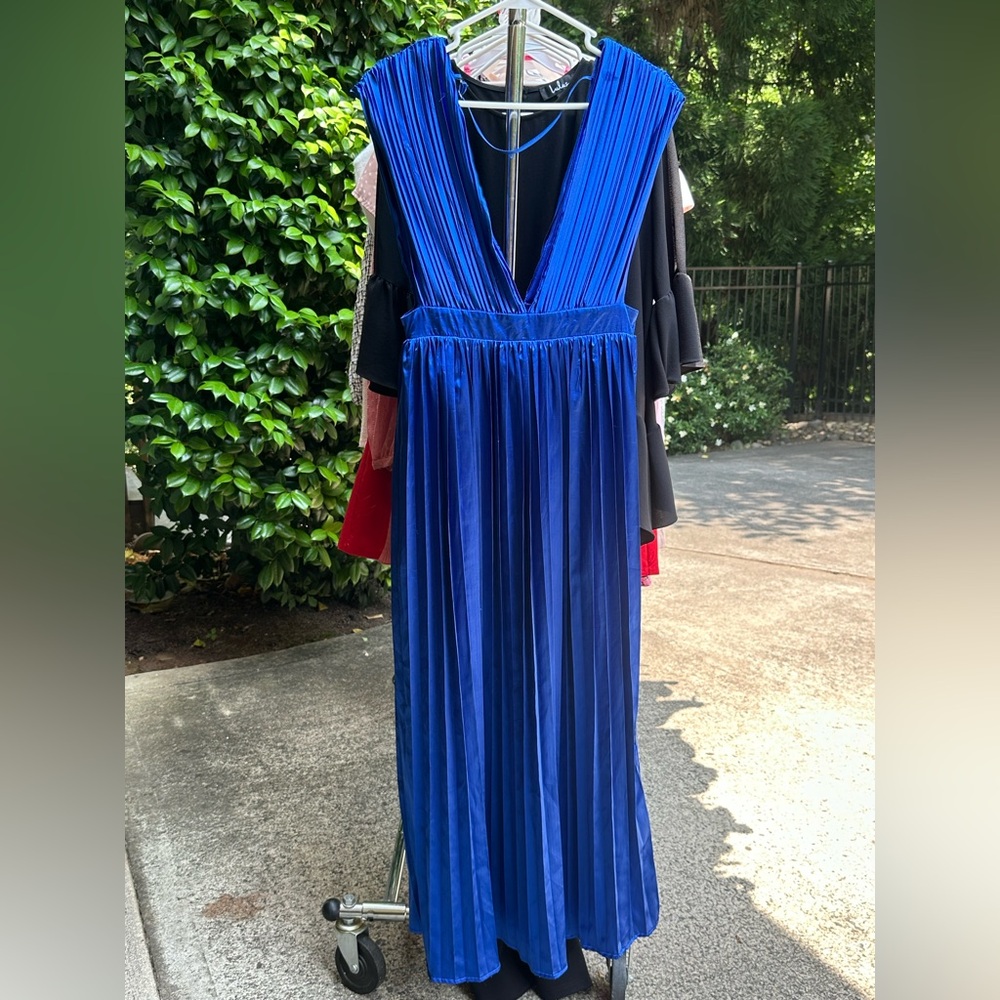 Royal Blue Pleated Maxi Dress